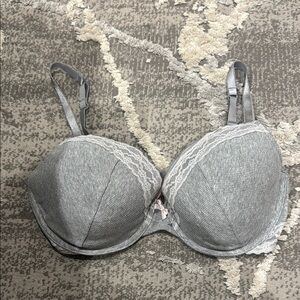 Victoria Secret Gray Lace Trim Bra